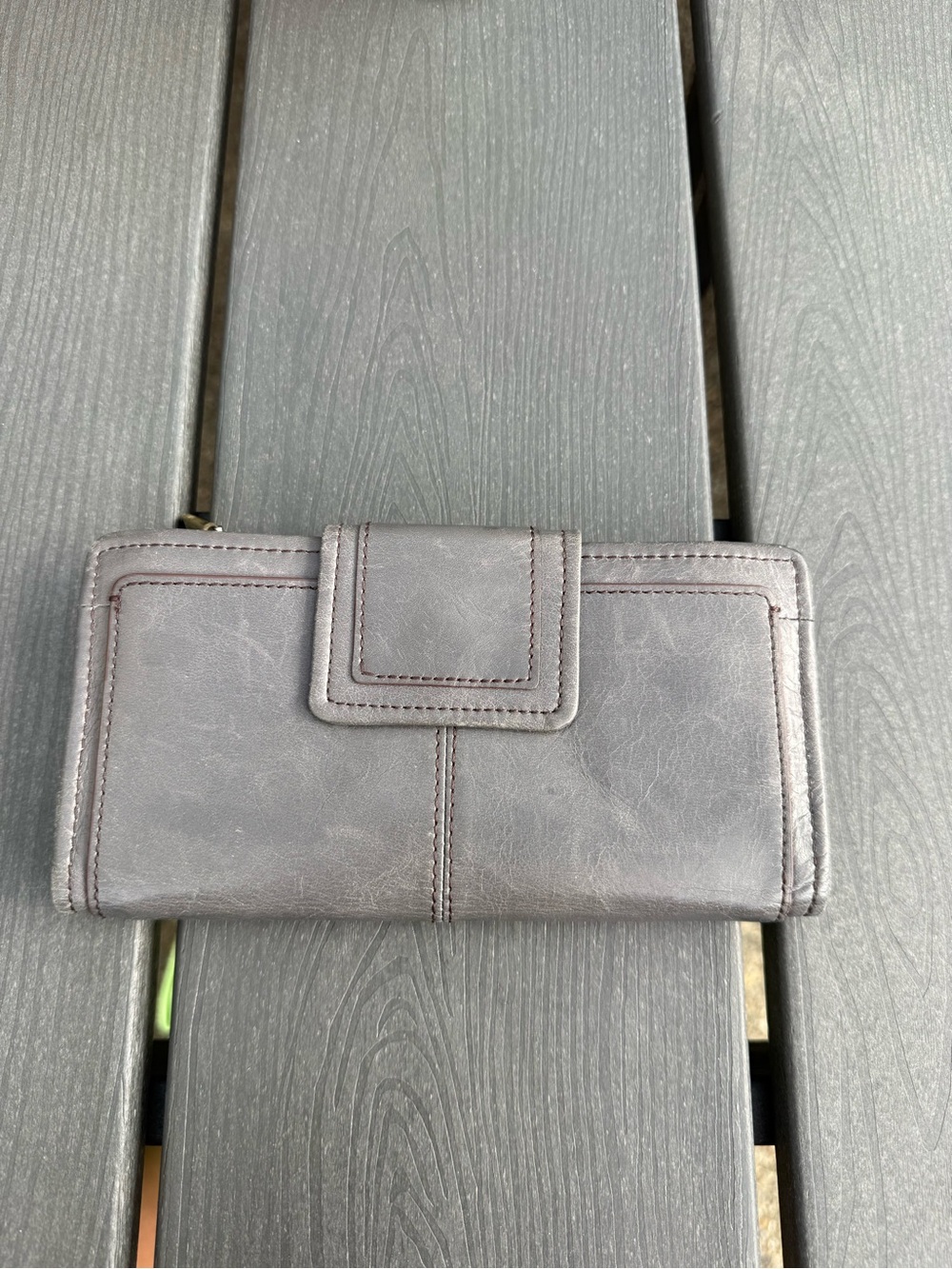 HOBO Grey Leather Snap Trifold Wallet - Picture 2 of 10